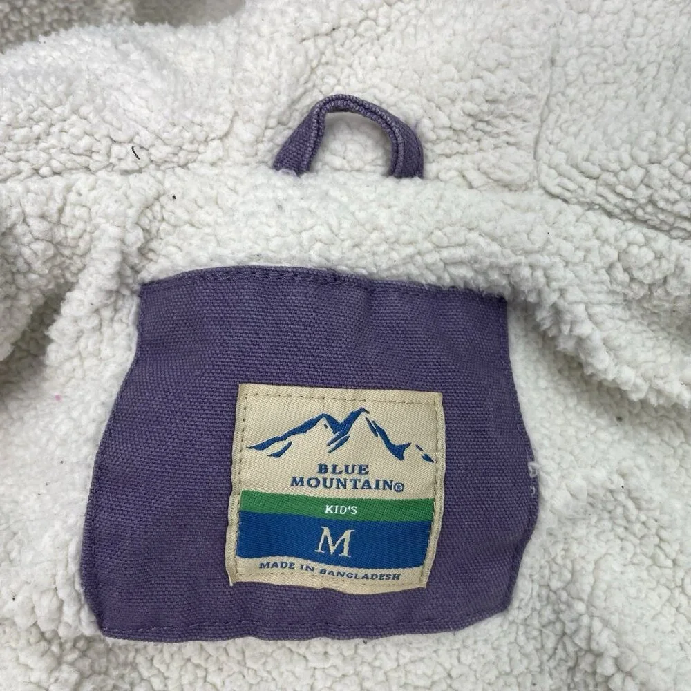 Blue Mountain Canvas Jacket Sherpa Barn Chore Hooded Western Farm Purple Girls M